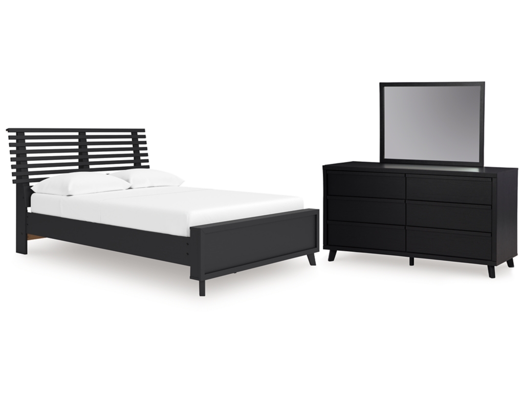 Danziar Full Slat Panel Platform Bed, Dresser and Mirror - main image