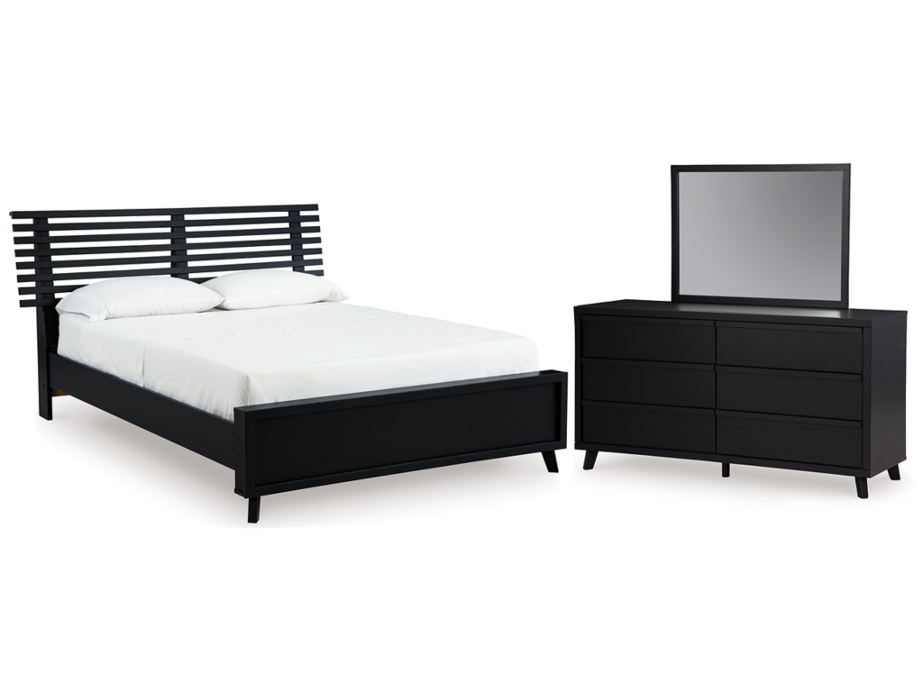 Danziar Queen Slat Panel Platform Bed, Dresser and Mirror - main image