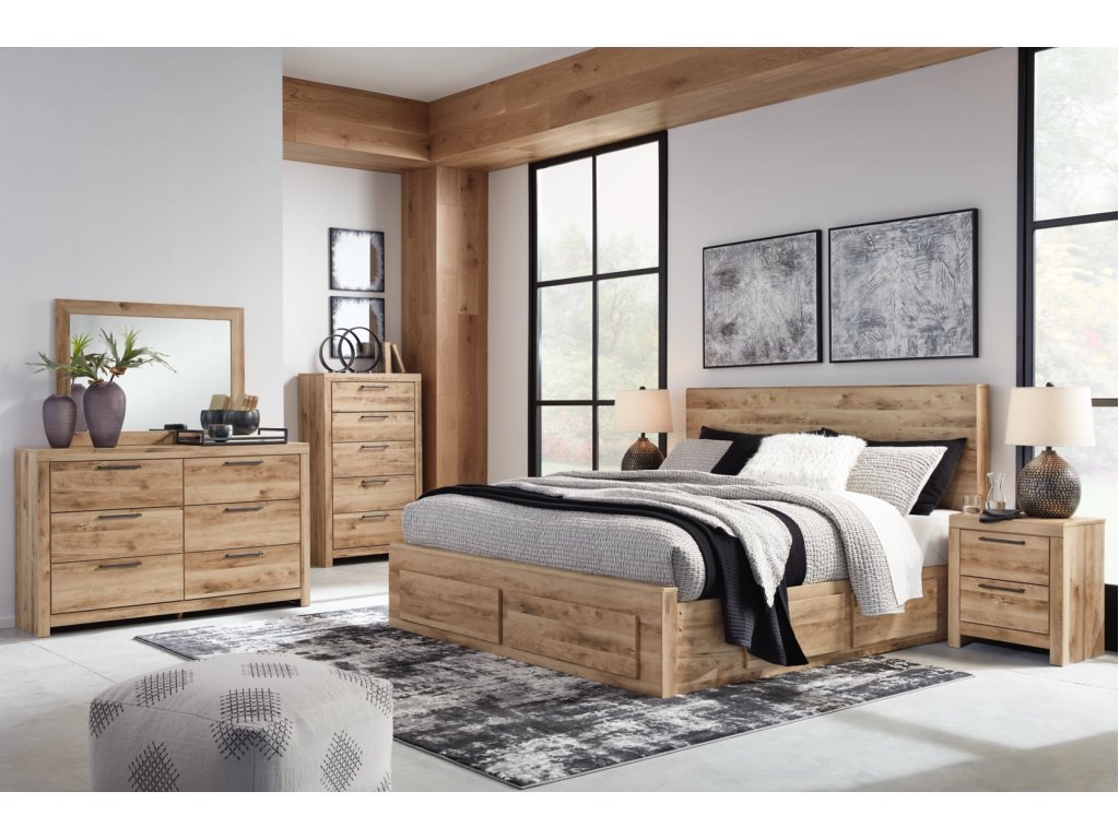 Hyanna Queen Panel Storage Bed with 2 Side Storage, Dresser and Mirror - image 9