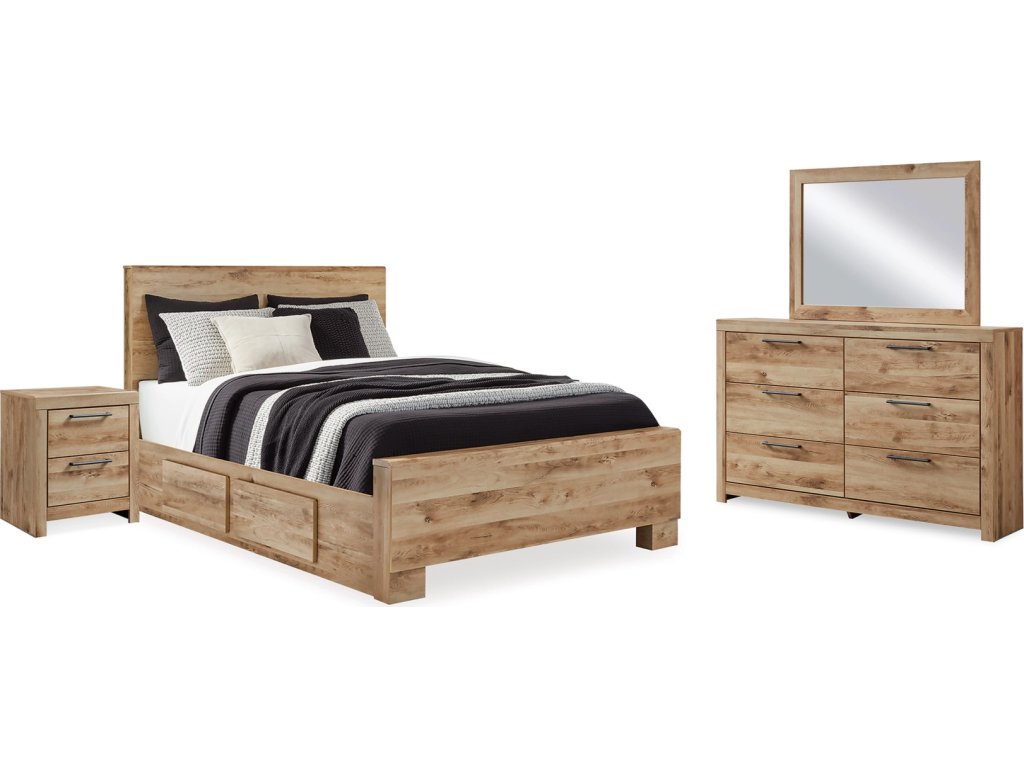 Hyanna Queen Panel Bed with Storage, Dresser, Mirror and Nightstand - main image
