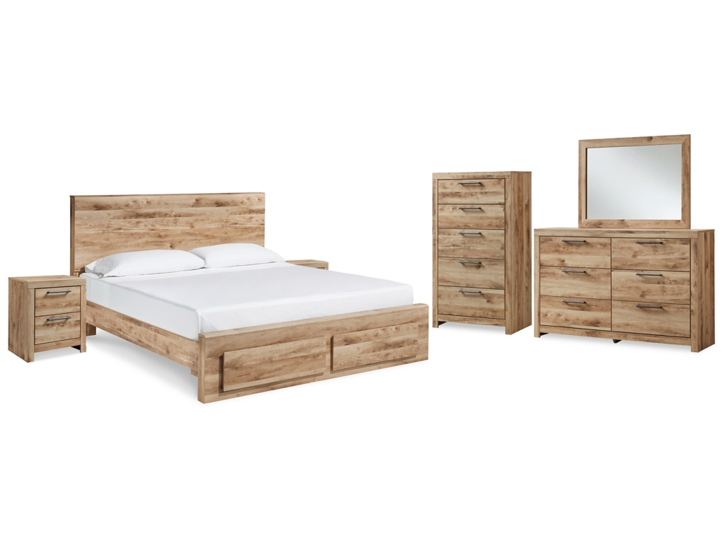 Hyanna Queen Panel Storage Bed, Dresser, Mirror, Chest and 2 Nightstands - main image