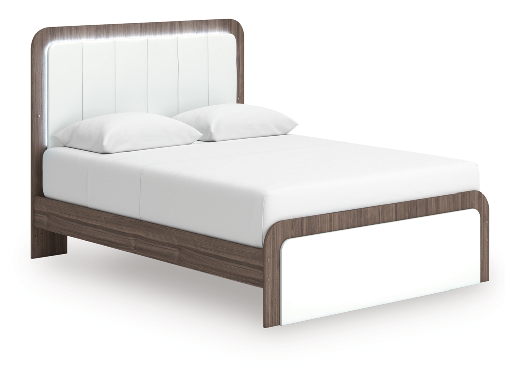 Kendanport Queen Upholstered Platform Bed, Dresser and Mirror - image 10