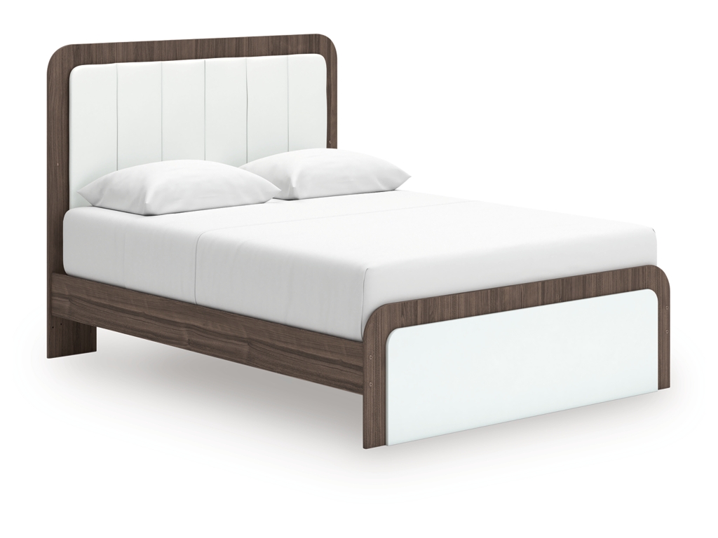 Kendanport Queen Upholstered Platform Bed, Dresser and Mirror - image 9