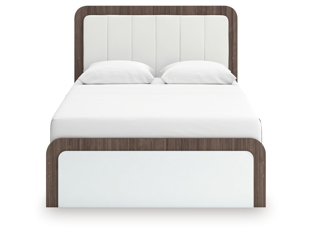 Kendanport Queen Upholstered Platform Bed, Dresser and Mirror - image 8