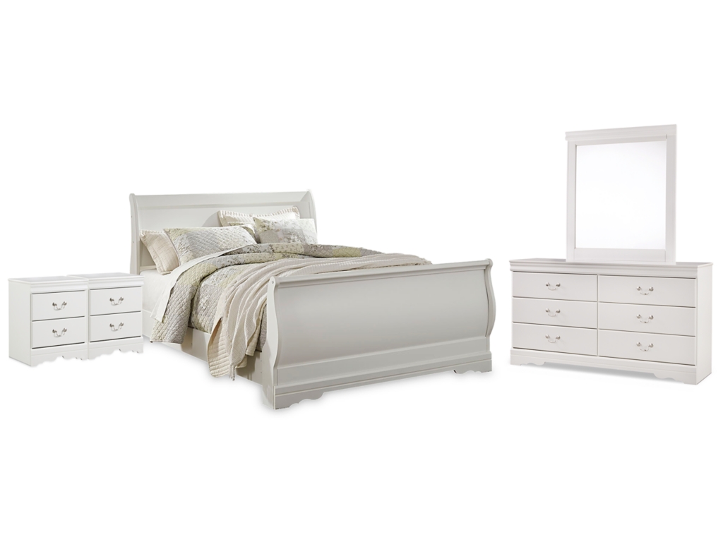 Anarasia Queen Sleigh Bed, Dresser, Mirror and 2 Nightstands - main image