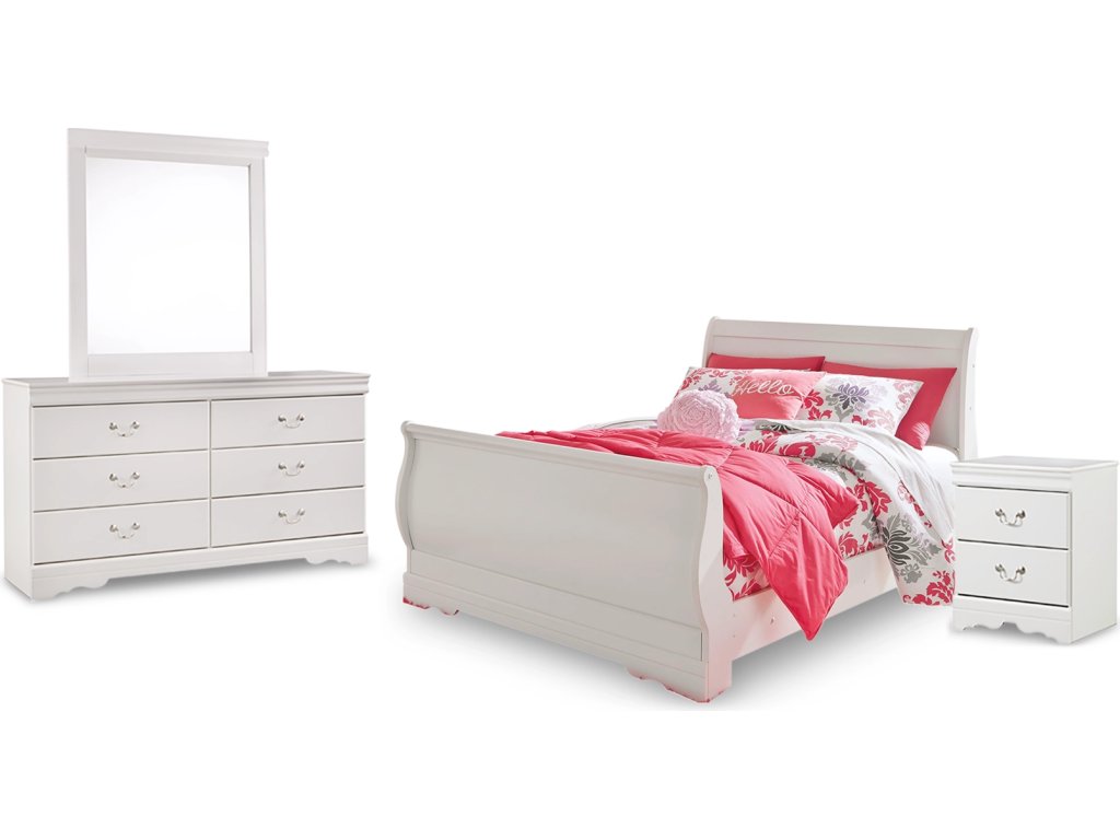Anarasia Full Sleigh Bed with Dresser, Mirror and Nightstand - main image