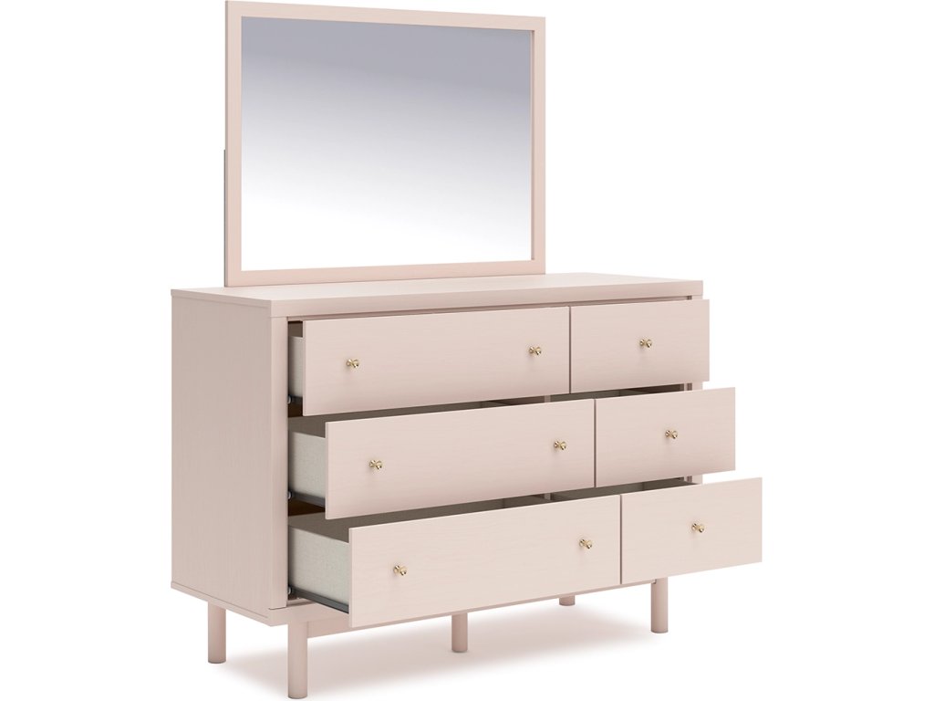Wistenpine Twin Upholstered Panel Headboard, Dresser and Mirror - image 2