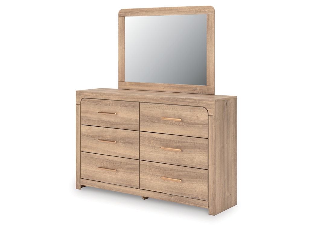 Kinlanni Queen Upholstered Panel Bed, Dresser and Mirror - image 7