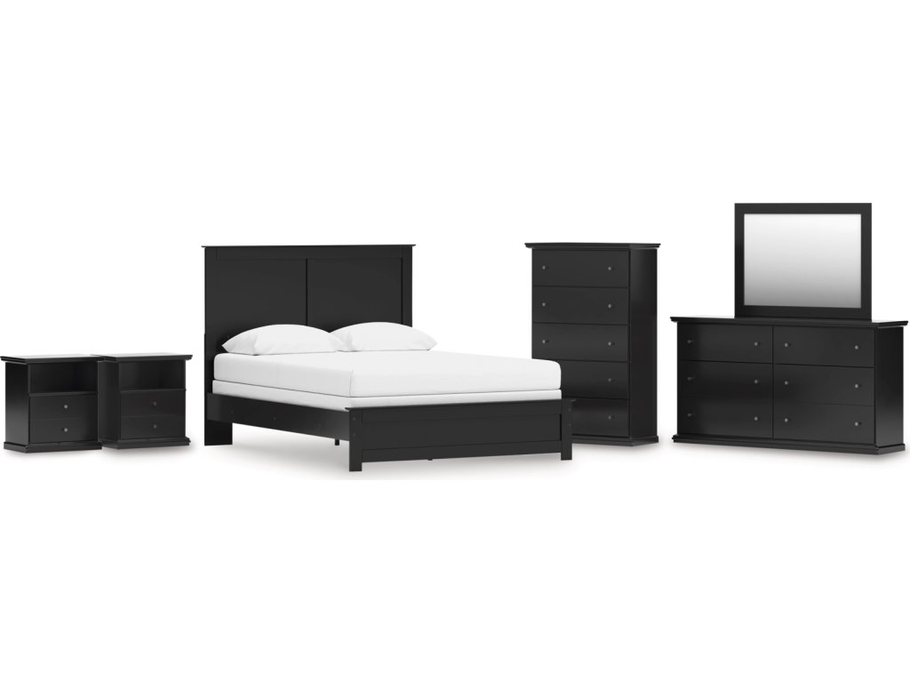 Maribel Queen Panel Bed, Dresser, Mirror, Chest and 2 Nightstands - main image