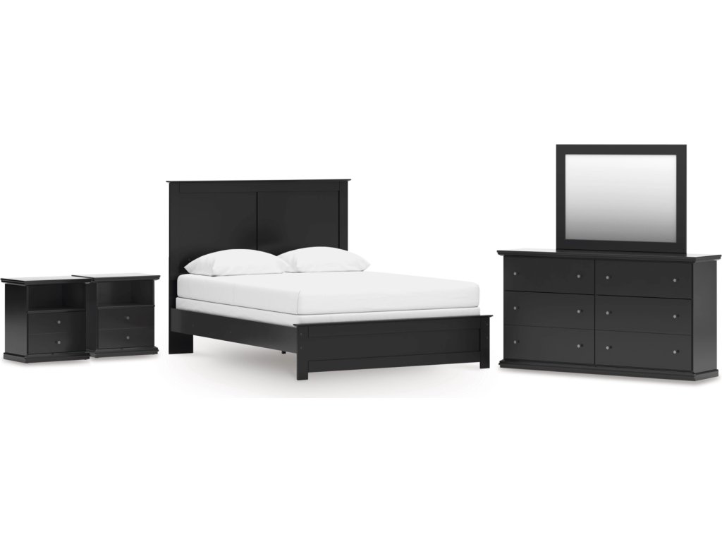 Maribel Queen Panel Bed with Dresser, Mirror and 2 Nightstands - main image