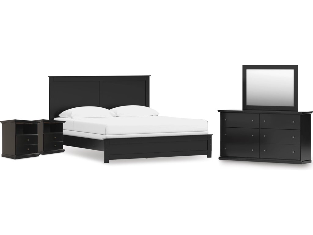 Maribel King Panel Bed, Dresser, Mirror and 2 Nightstands - main image
