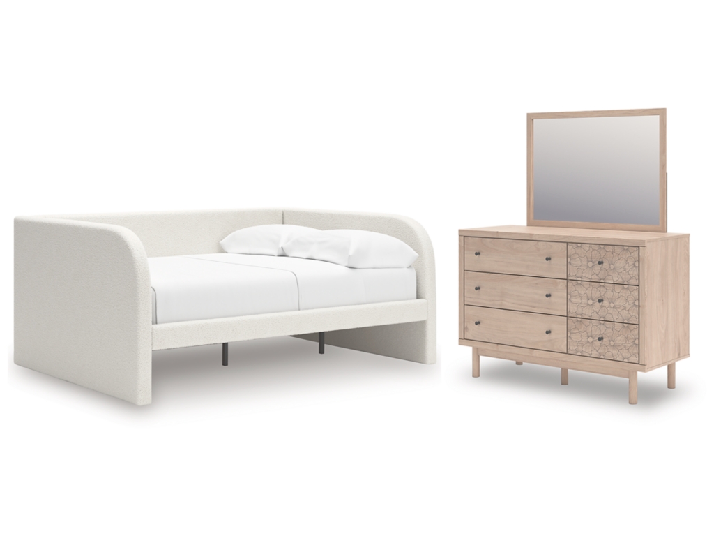 Arloster Full Upholstered Day Bed, Dresser and Mirror - main image