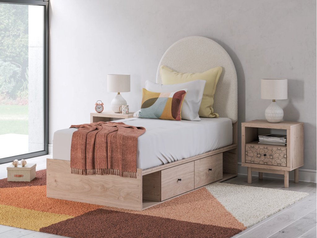 Arloster Twin Upholstered Panel Bed with Storage - image 1