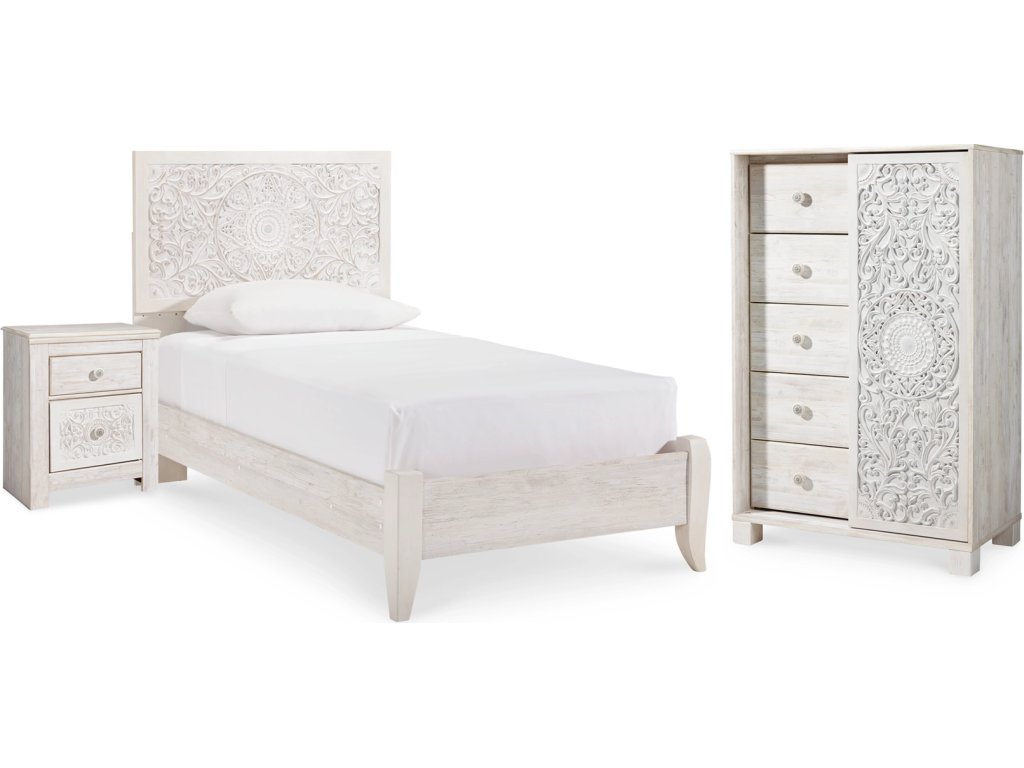 Paxberry Twin Panel Bed, Chest and Nightstand - image 1