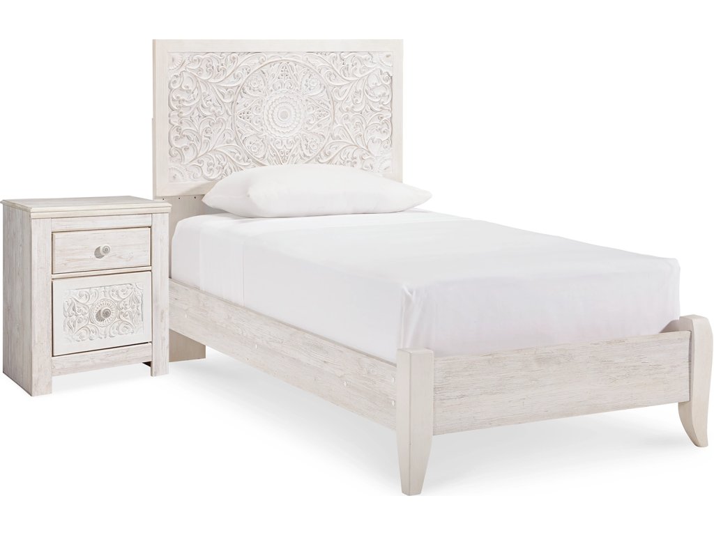 Paxberry Twin Panel Bed and Nightstand - main image