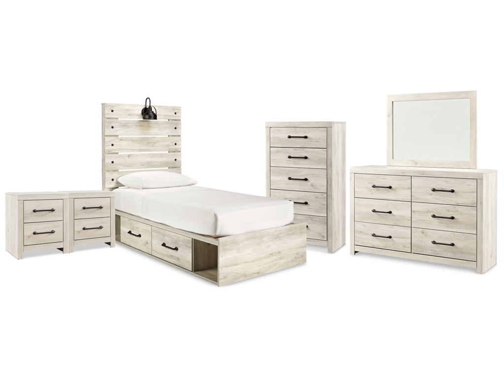 Cambeck Twin Panel Bed with Storage, Dresser, Mirror, Chest and 2 Nightstands - main image