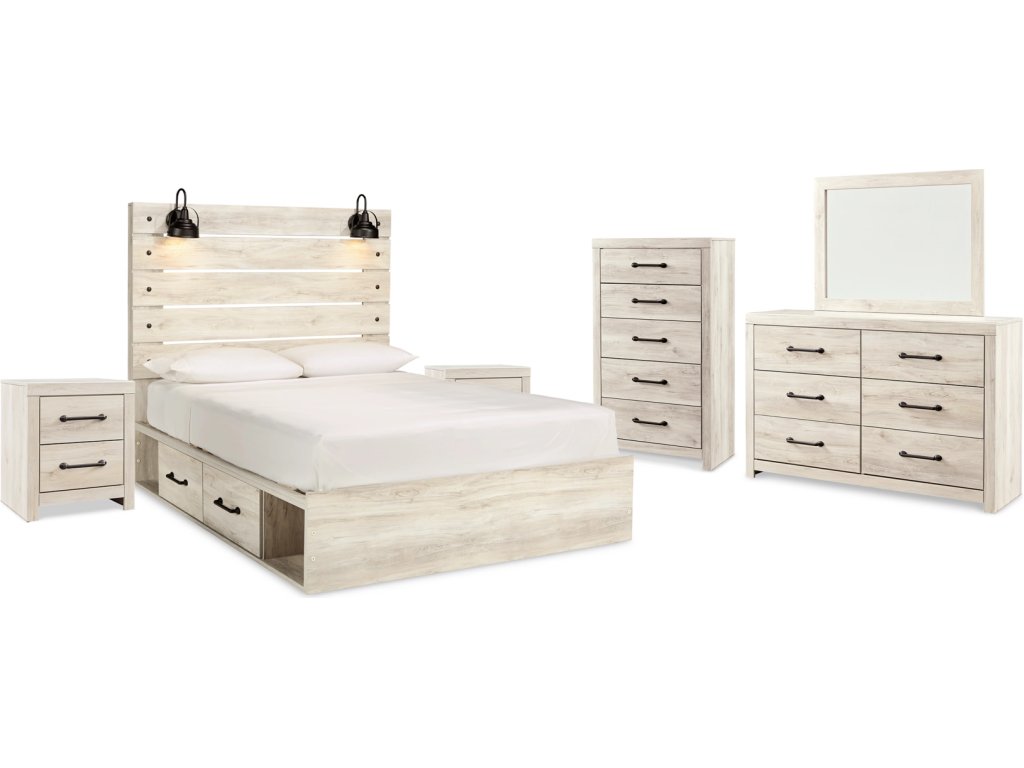 Cambeck Queen Panel Bed with Storage, Dresser, Mirror and 2 Nightstands - image 1