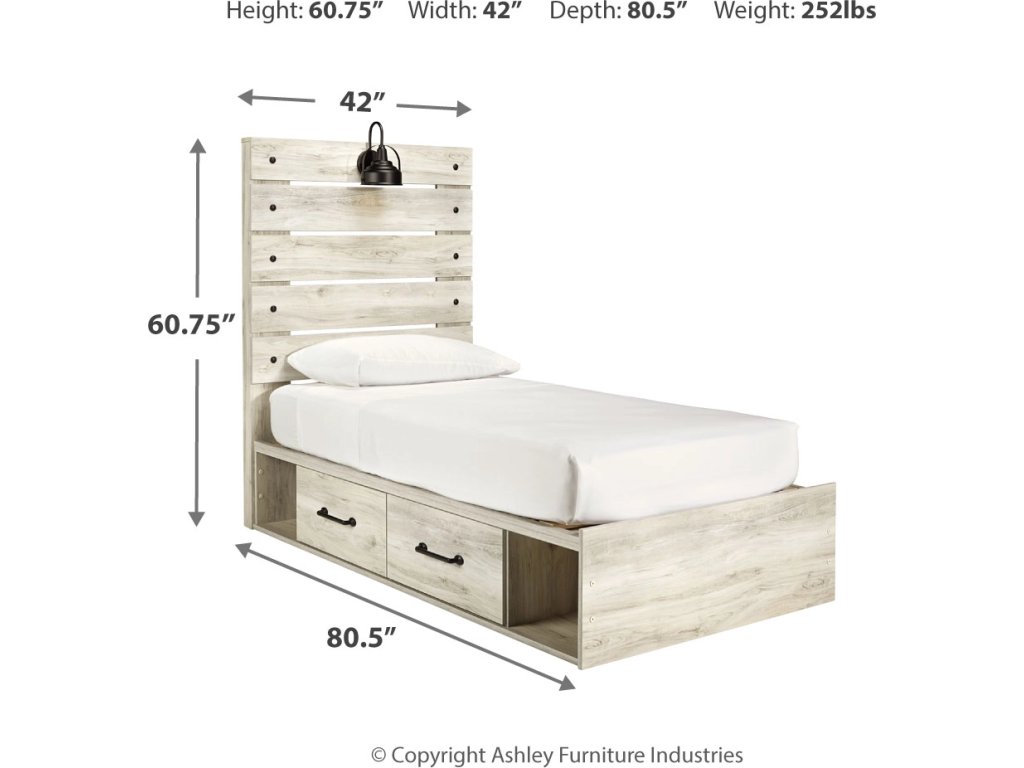 Cambeck Twin Panel Bed with 4 Storage Drawers - image 3