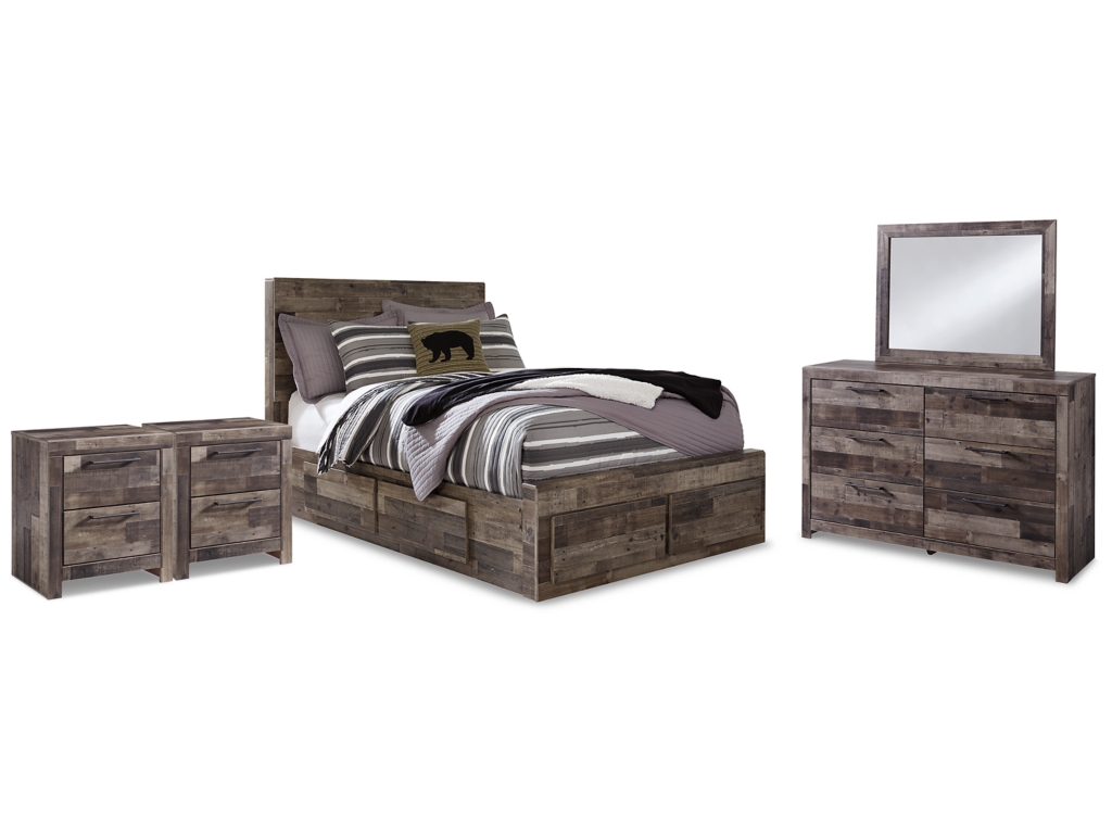 Derekson Full Panel Storage Bed, Dresser, Mirror and 2 Nightstands - main image