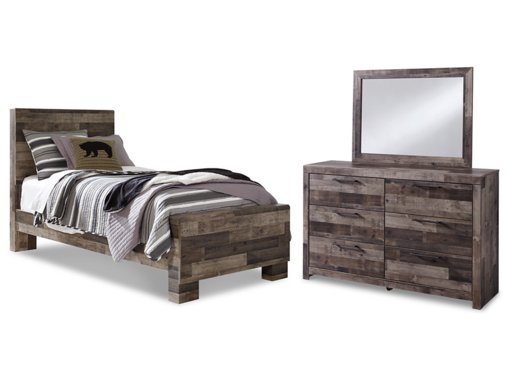 Derekson Twin Panel Bed, Dresser and Mirror - main image