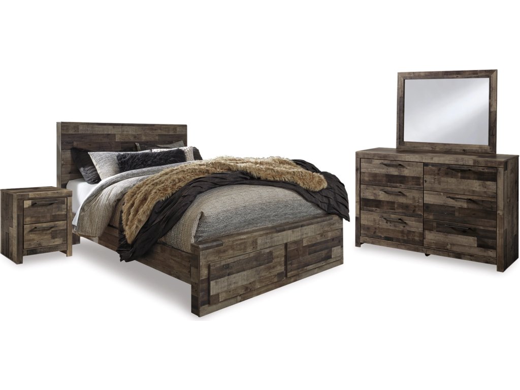 Derekson Queen Panel Storage Bed, Dresser, Mirror and 2 Nightstands - image 1