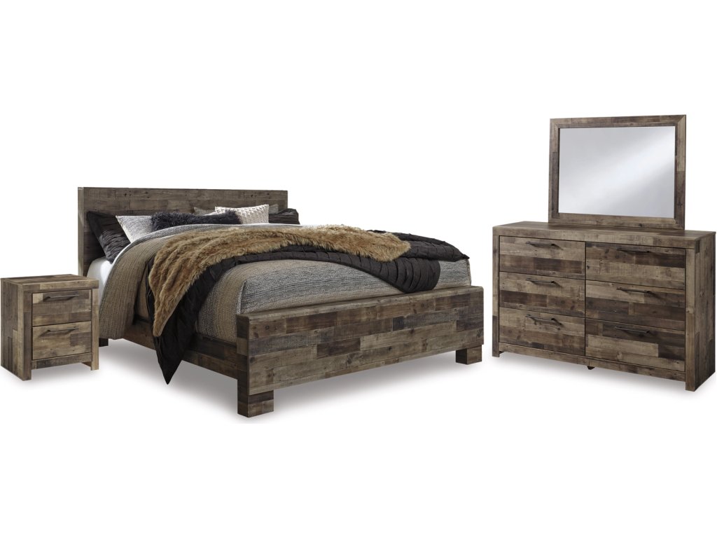 Derekson King Panel Bed, Dresser, Mirror and Nightstand - main image