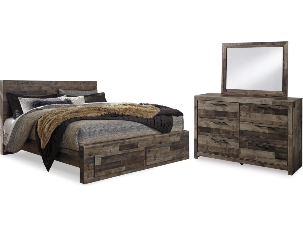 Derekson King Panel Storage Bed, Dresser and Mirror - main image