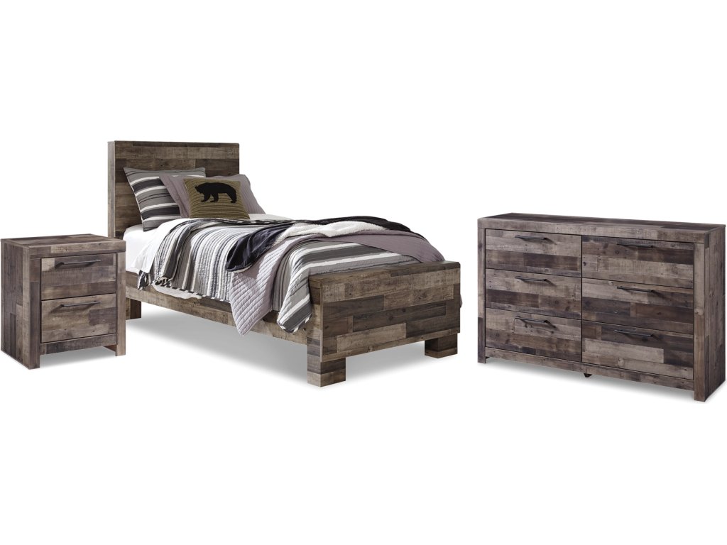 Derekson Twin Panel Bed, Dresser and Nightstand - main image