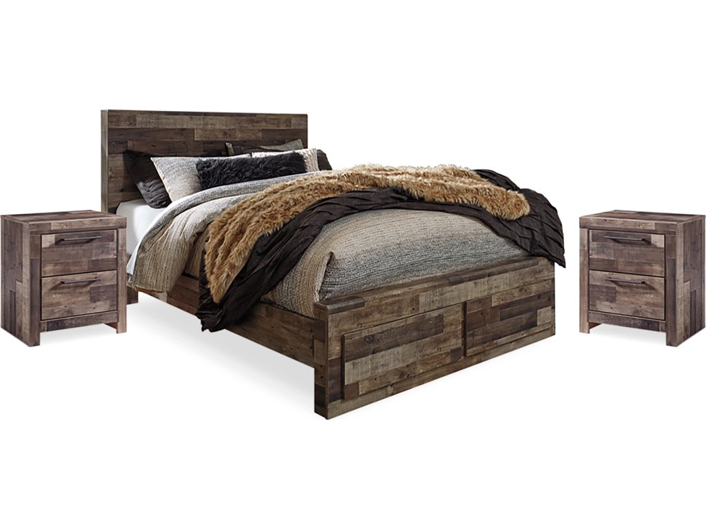 Derekson Queen Panel Storage Bed and 2 Nightstands - main image