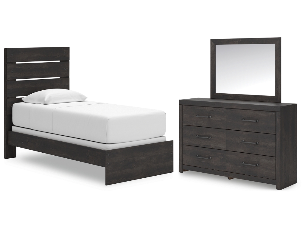 Hollivern Twin Panel Bed, Dresser and Mirror - main image