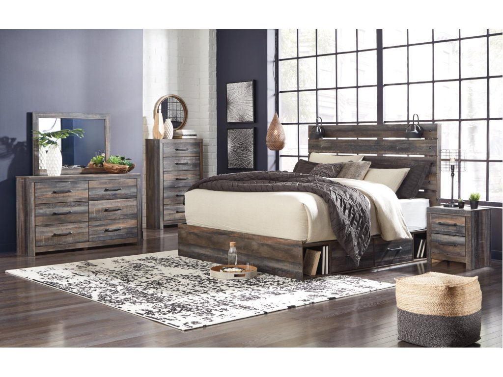Drystan King Panel Bed with Storage, Dresser, Mirror, Chest and 2 Nightstands - main image