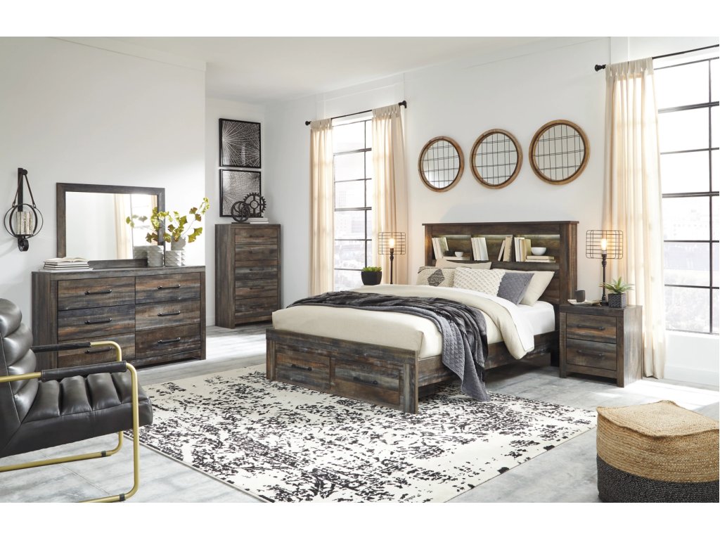 Drystan Queen Bookcase Bed with 2 Storage Drawers - image 2