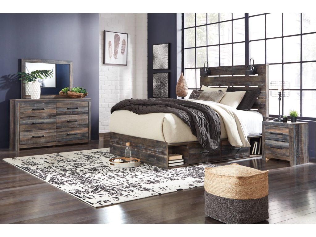 Drystan King Panel Bed with Storage, Dresser, Mirror and Nightstand - main image