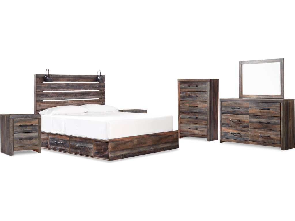 Drystan King Panel Bed with Storage, Dresser, Mirror, Chest and 2 Nightstands - image 1