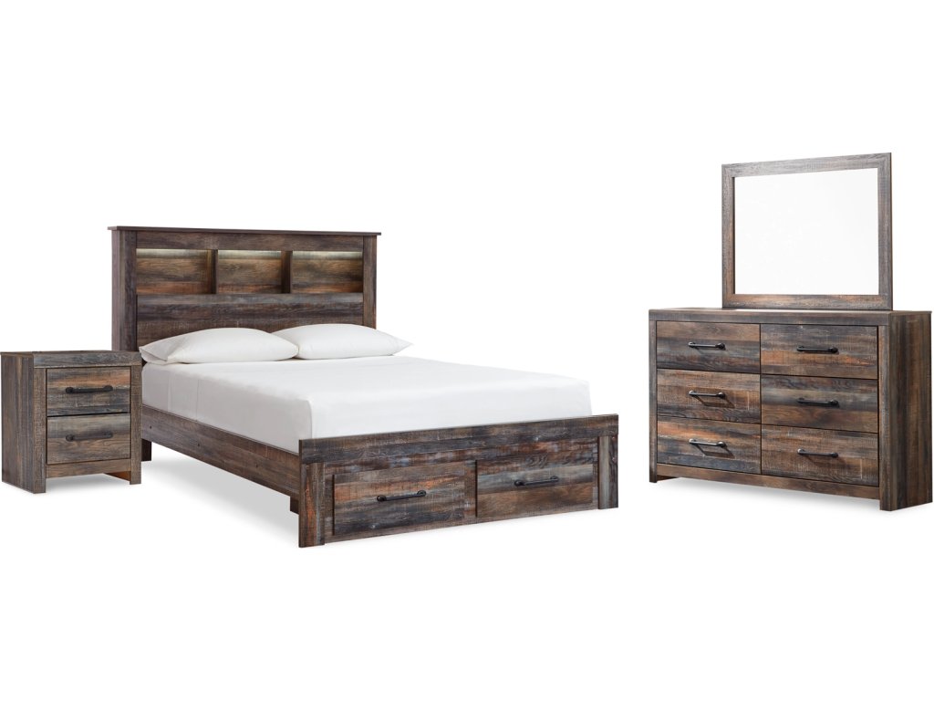 Drystan Queen Bookcase Storage Bed, Dresser, Mirror and Nightstand - main image