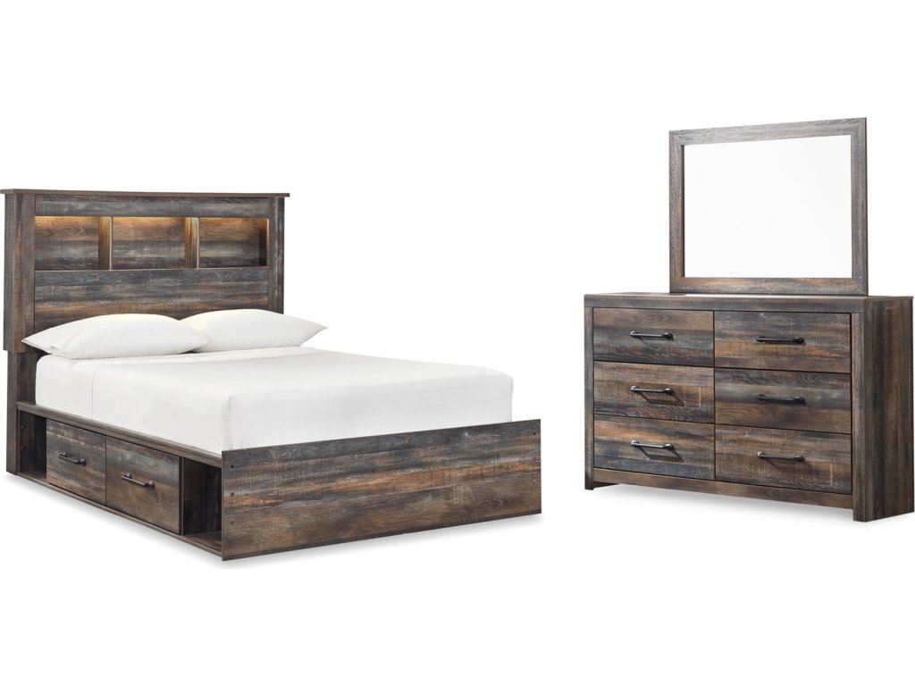 Drystan Full Panel Bookcase Bed, with Storage, Dresser and Mirror - main image