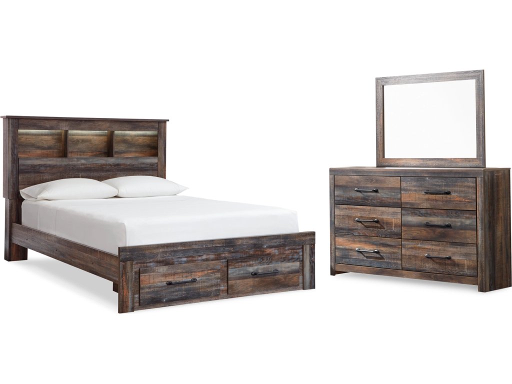 Drystan Full Bookcase Storage Bed, Dresser and Mirror - main image