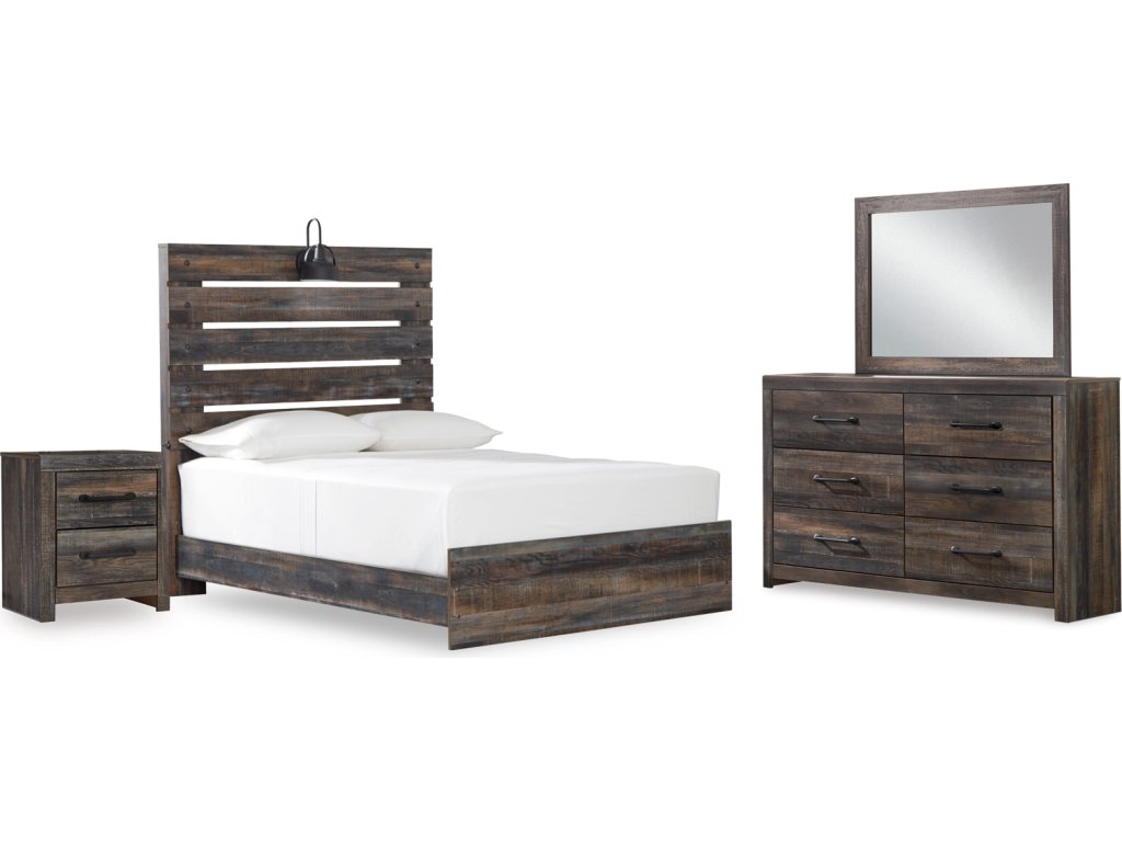 Drystan Full Panel Bed, Dresser, Mirror, and Nightstand - main image