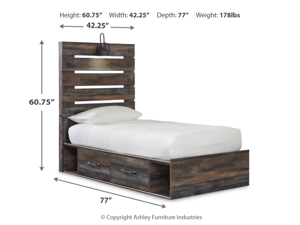 Drystan Twin Panel Bed with 2 Storage Drawers - image 3