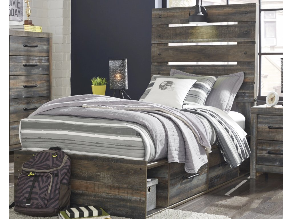 Drystan Twin Panel Bed with 4 Storage Drawers - image 1