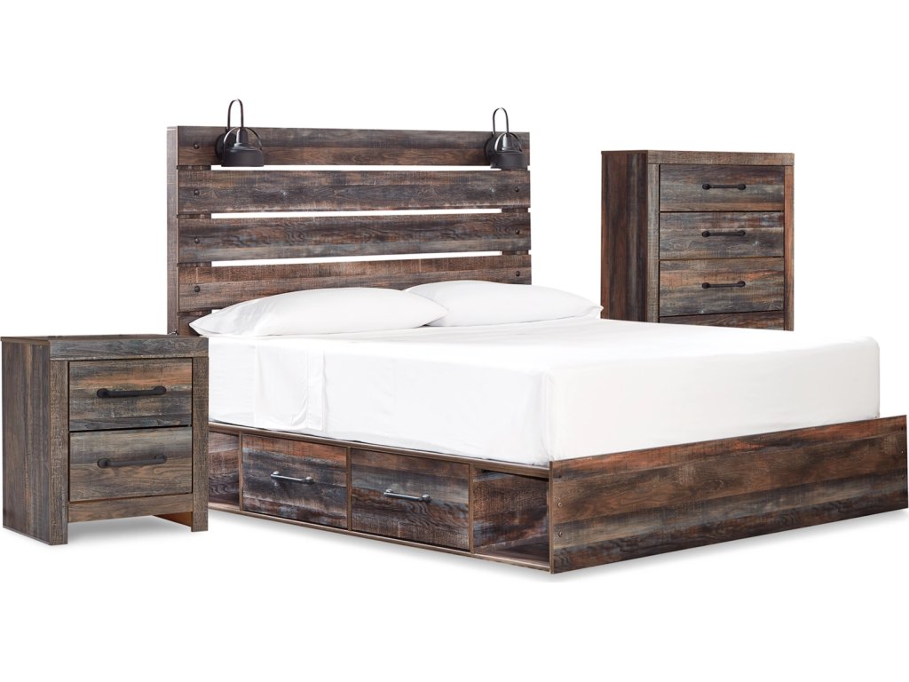 Drystan Queen Panel Bed with Storage, Chest and Nightstand - image 1