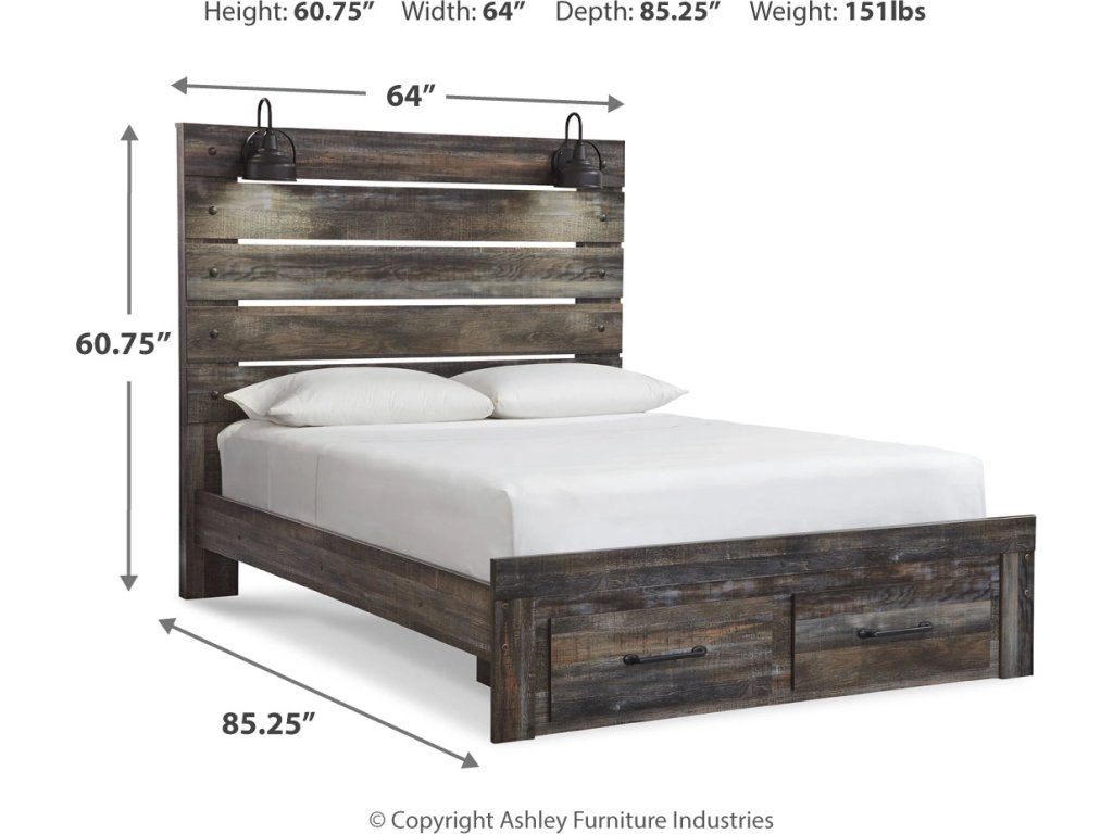 Drystan Queen Panel Bed with 2 Storage Drawers - image 3