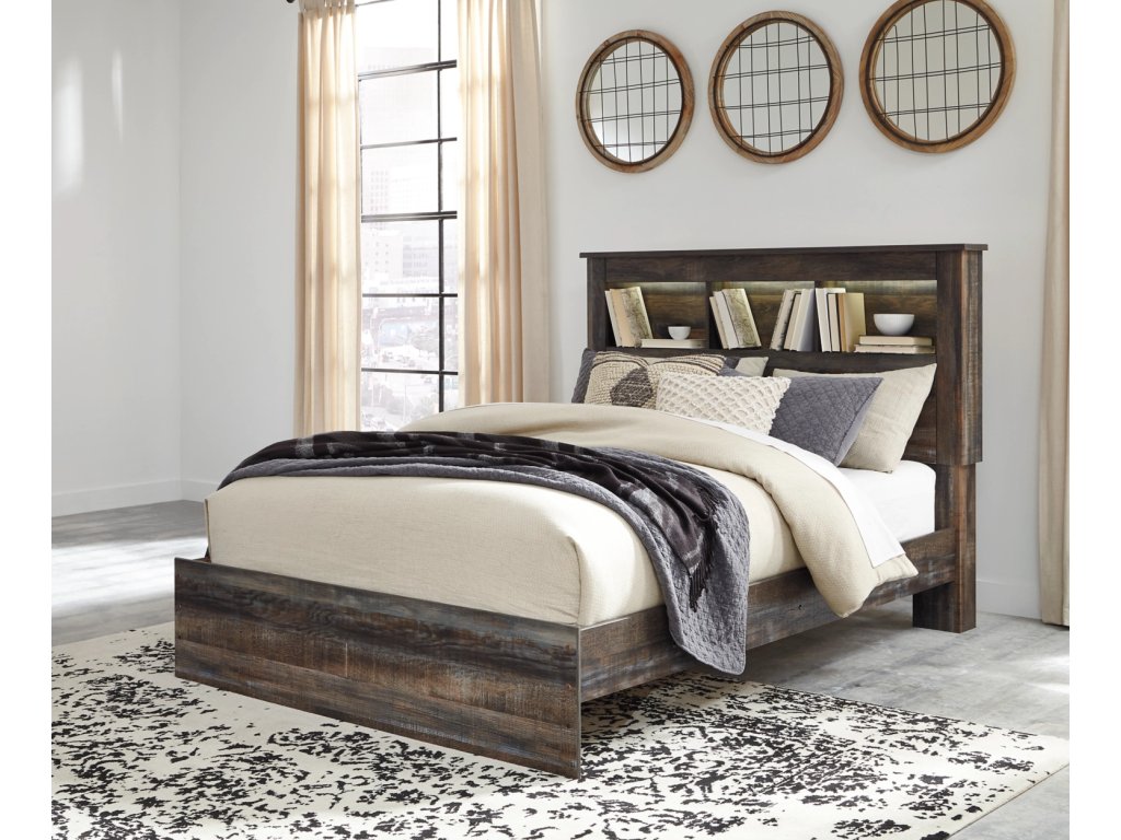 Drystan Queen Bookcase Panel Bed, Dresser, Mirror Chest and Nightstand - image 16