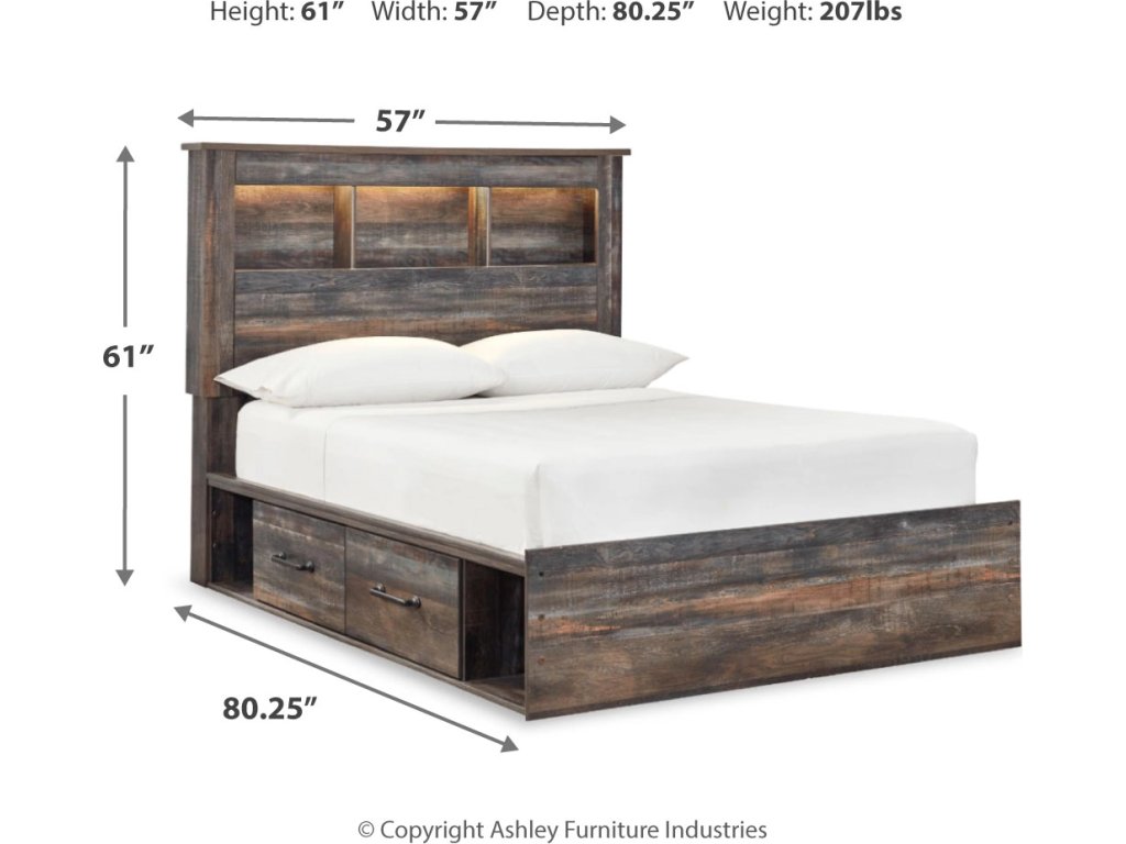 Drystan Full Panel Bookcase Bed, with Storage, Dresser and Mirror - image 4