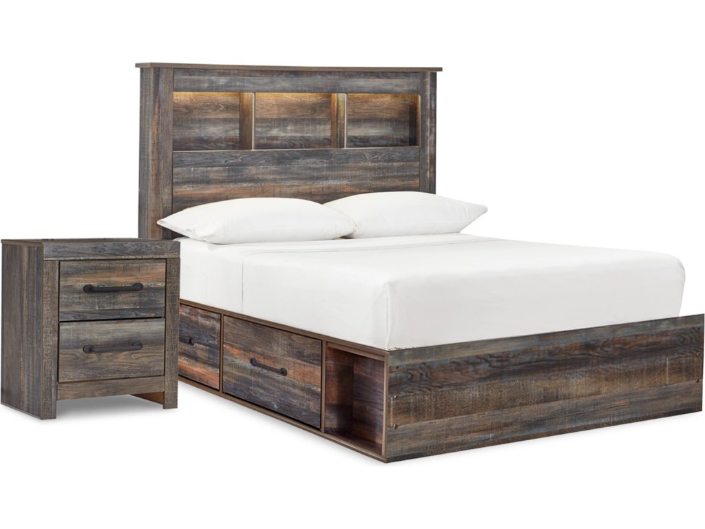 Drystan Full Bookcase Bed with 2 Sided Storage and Nightstand - main image