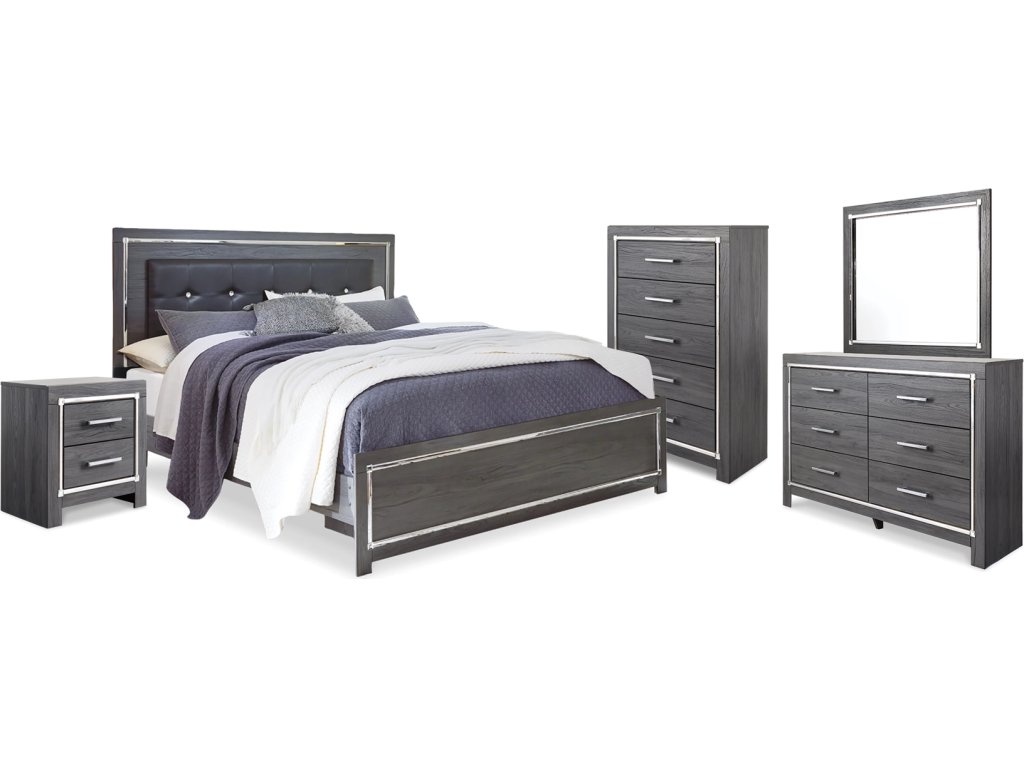 Lodanna King Upholstered Panel Bed, Dresser, Mirror, Chest and Nightstand - main image