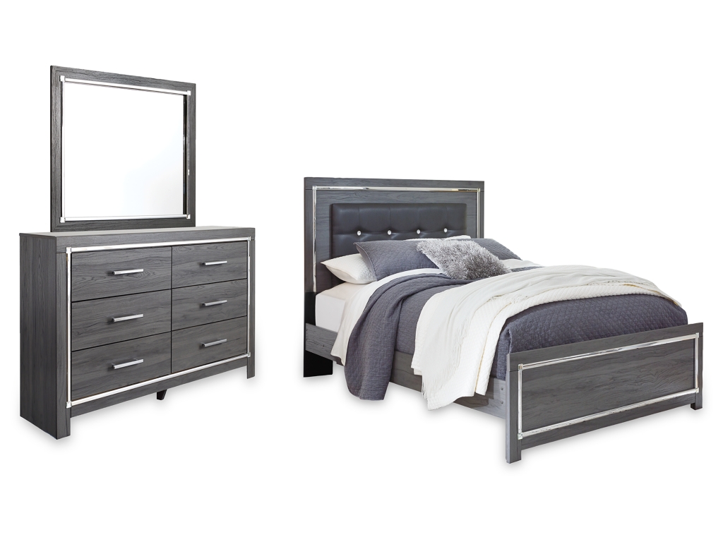 Lodanna Queen Upholstered Panel Bed, Dresser and Mirror - main image