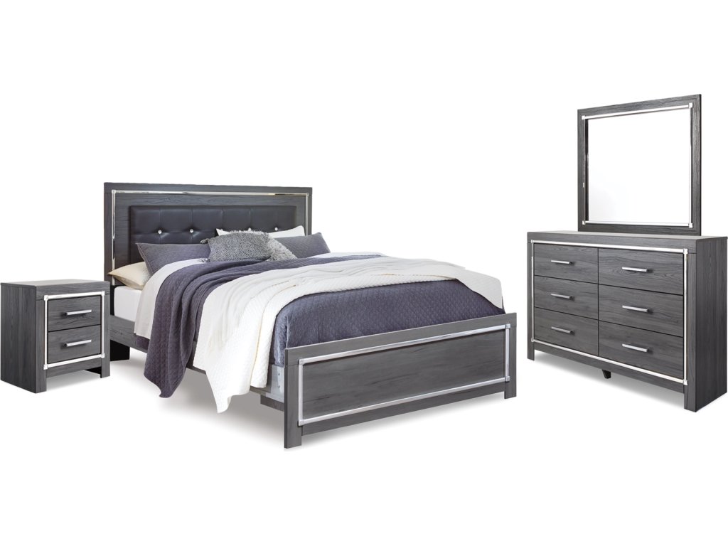 Lodanna King Upholstered Panel Bed, Dresser, Mirror and Nightstand - main image