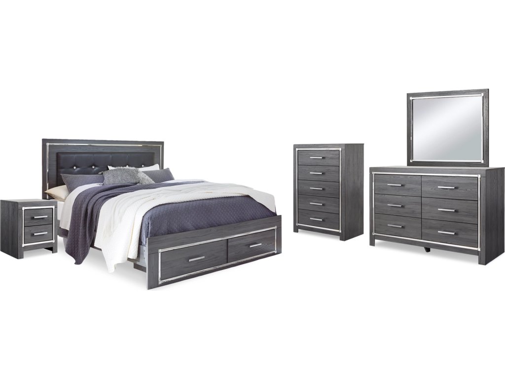 Lodanna King Upholstered Storage Bed, Dresser, Mirror, Chest and 2 Nightstands - image 1