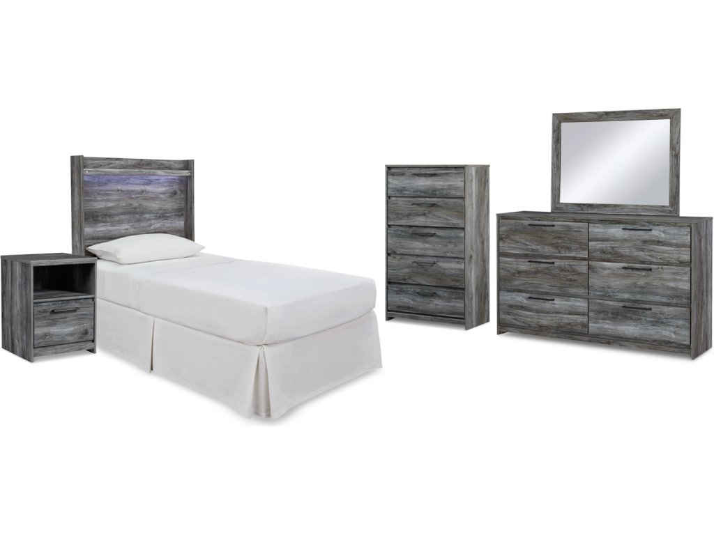Baystorm Twin Panel Headboard Bed, Dresser, Mirror and Nightstand - main image
